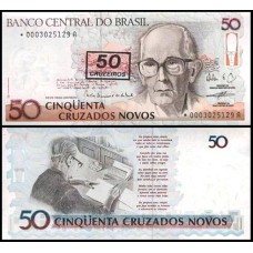 Brasil C-210a Fe 50 Cruzeiros 1990 Carlos Drummond de Andrade - Reposição *3