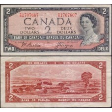 Canadá P-76a Mbc 2 Dollars 1954 (1955) 2 Rainha ♛