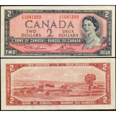 Canadá P-76d Sob 2 Dollars 1954 (1973) Rainha ♛