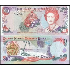 Cayman Islands Ilhas Caimã P-18a Fe 10 Dollars 1996 Rainha ♛