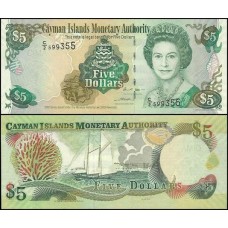 Cayman Islands Ilhas Caimã P-34b Fe 5 Dollars 2005 Rainha ♛