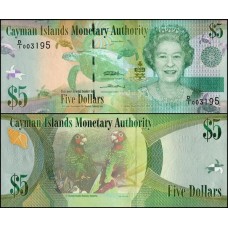 Cayman Islands Ilhas Caimã P-39a Fe 5 Dollars 2010 Rainha ♛