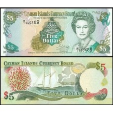 Cayman Islands Ilhas Caimã P-17 Fe 5 Dollars 1996 Rainha ♛