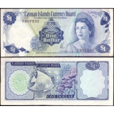 Cayman Islands Ilhas Caimã P-1a Sob 1 Dollar 1972 A1 Rainha ♛
