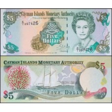 Cayman Islands Ilhas Caimã P-22a Fe 5 Dollars 1998 Rainha ♛
