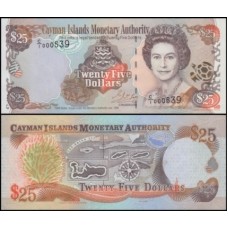Cayman Islands Ilhas Caimã P-24 Fe 25 Dollars 1998 Rainha ♛