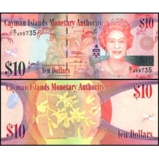 Cayman Islands Ilhas Caimã P-40a Fe 10 Dollars 2010 Rainha ♛