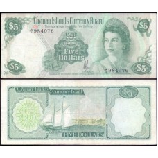 Cayman Islands Ilhas Caimã P-6a Mbc 5 Dollars 1974 Rainha ♛