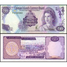 Cayman Islands Ilhas Caimã P-9a Fe 40 Dollars 1974 Rainha ♛