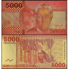 Chile CL-3c Fe 5.000 Pesos Folheada a Ouro 24k Color Fantasia