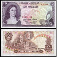 Colômbia P-413a.1 Fe 2 Pesos Oro 1972