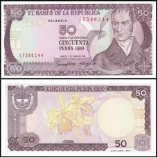 Colômbia P-425b Fe 50 Pesos Oro 1986 Camilo Torres