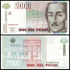Colômbia P-451j Fe 2.000 Pesos 2005