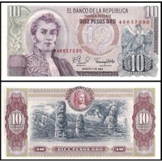 Colômbia P-407g.2 Fe 10 Pesos Oro 1980 Antonio Nariño 