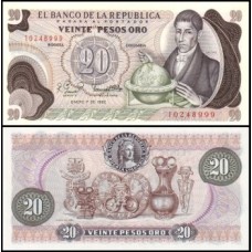 Colômbia P-409d.3 Fe 20 Pesos Oro 1982