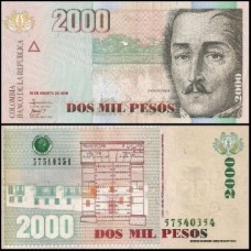 Colômbia P-457k Fe 2.000 Pesos 2009 Tamanho Reduzido