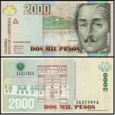 Colômbia P-457q Fe 2.000 Pesos 2011 Tamanho Reduzido
