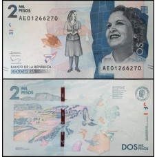 Colômbia P-458b Fe 2.000 Pesos 2016 Débora Arango Pérez