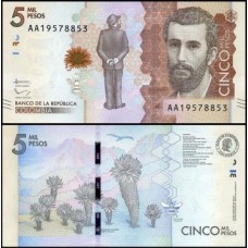 Colômbia P-459a Fe 5.000 Pesos 2015/2016