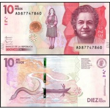 Colômbia P-460b Fe 10.000 Pesos 2016 Virginia G. de Pineda