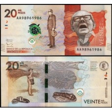 Colômbia P-461a Fe 20.000 Pesos 2015/2016