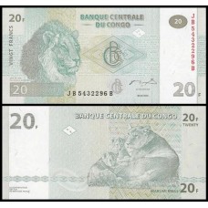 Congo Democratic Republic P-94A Fe 20 Francs 2003 G&D