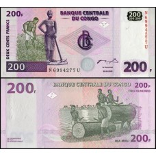 Congo Democratic Republic P-95a Fe 200 Francs 2000 G&D