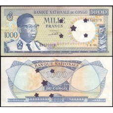 Congo Democratic Republic P-8a.3 Sob 1.000 Francs 1964 Resgatada