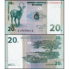 Congo Democratic Republic P-83 S/Fe 20 Centimes 1997
