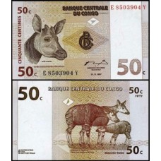 Congo Democratic Republic P-84A Fe 50 Centimes 1997 Tumba