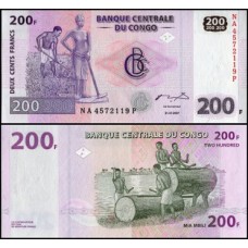 Congo Democratic Republic P-99a.2 Fe 200 Francs 2007 G&D