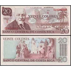 Costa Rica P-238c.10 Fe 20 Colones 1982 Cleto González Víquez 