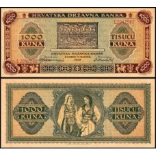Croatia Croácia P-12 S/Fe 1.000 Kuna 1943