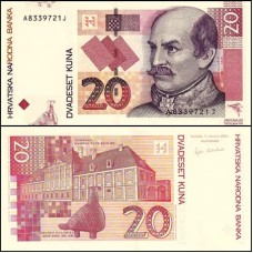 Croatia Croácia P-39a Fe 20 Kuna 2001 Josip Jelačić