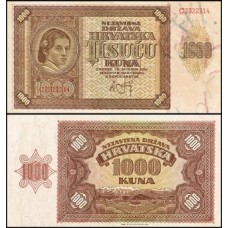 Croatia Croácia P-4a Fe 1.000 Kuna 1941
