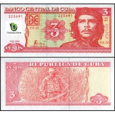 Cuba P-127a Fe 3 Pesos 2004 Comemorativa Che Guevara