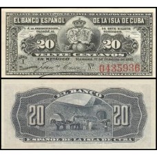 Cuba P-53 Fe 20 Centavos 1897 Cuba P-53 Fe 20 Centavos 1897