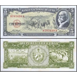 Cuba P-91a Fe 5 Pesos 1958