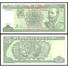 Cuba P-116e Fe 5 Pesos 2002 Antonio Maceo