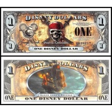 Disney 1 Dollar 2011 Fe Piratas do Caribe Cédula Oficial