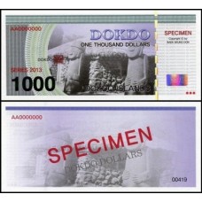 Dokdo Islands Korea/Japan 1.000 Dollars 2013 Fe Spécimen Fantasia