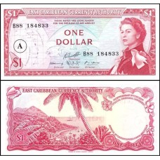 E C S Caribe P-13h Fe 1 Dollar ND (1965) Antigua Rainha ♛