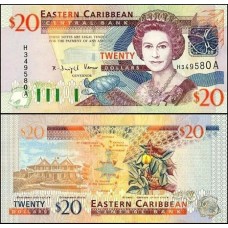 E C S Caribe P-44a Fe 20 Dollars ND (2003) Antígua Rainha ♛