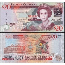 E C S Caribe P-49 Fe 20 Dollars ND (2008) Rainha ♛