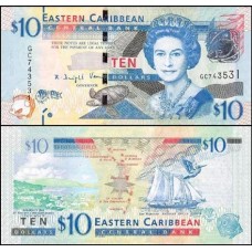 E C S Caribe P-52b Fe 10 Dollars ND (2015) Marca Táctil Rainha ♛