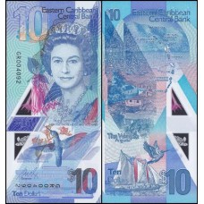 E C S Caribe P-57a Fe 10 Dollars ND (2019) Polímero Rainha ♛