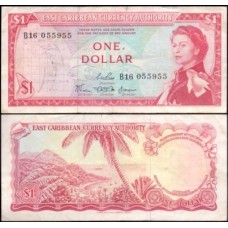 E C S Caribe P-13b Mbc 1 Dollar ND (1965) Rainha ♛