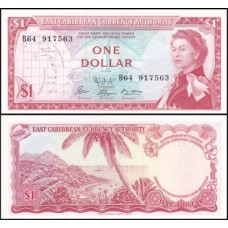 E C S Caribe P-13f.1 Fe 1 Dollar ND (1965) Rainha ♛
