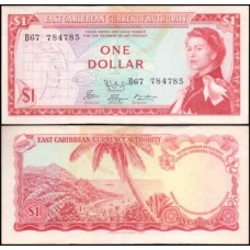 E C S Caribe P-13f.1 Sob 1 Dollar ND (1965) Rainha ♛