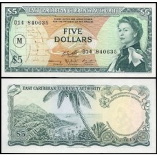 E C S Caribe P-14n Fe 5 Dollars 1965 Montserrat Rainha ♛